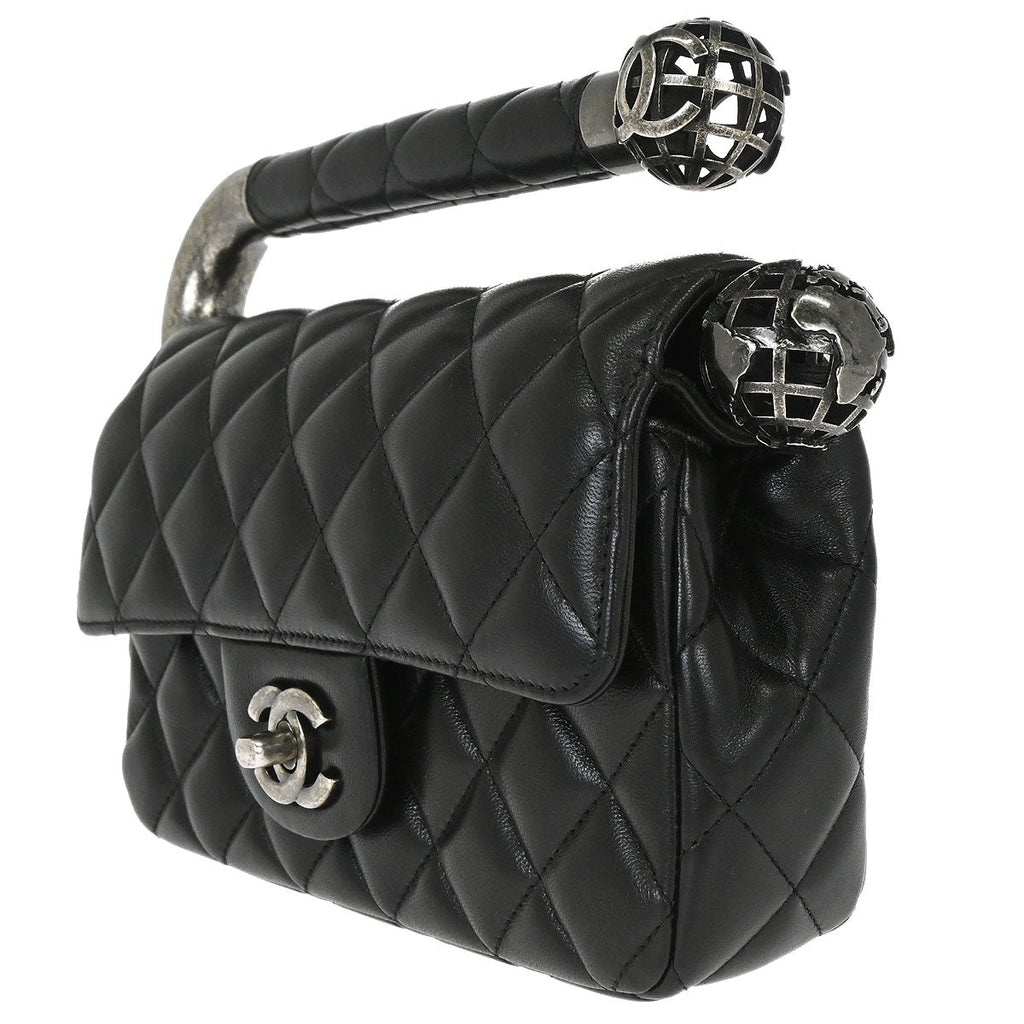 Chanel Black Lambskin Around the World Handbag