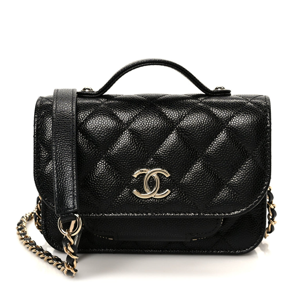 Chanel Caviar Quilted Business Affinity Clutch With Chain Black
