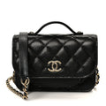 Chanel Caviar Quilted Business Affinity Clutch With Chain Black