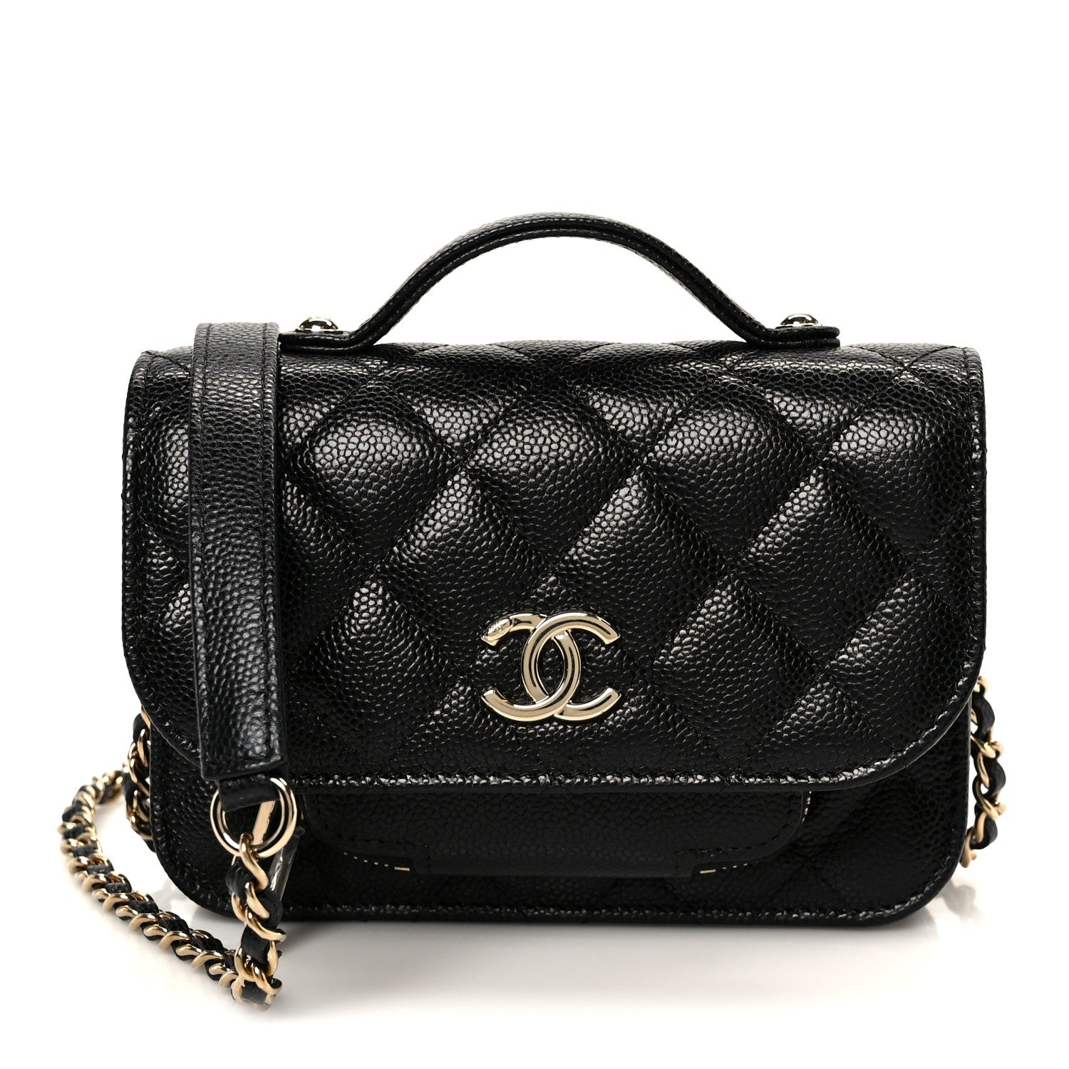 Chanel Caviar Quilted Business Affinity Clutch With Chain Black