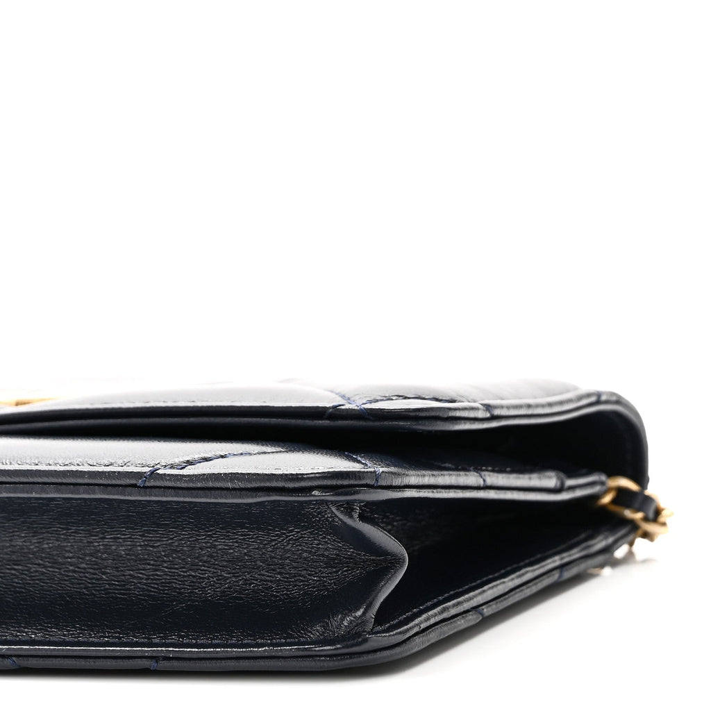 Chanel Lambskin Quilted Wallet On Chain WOC Navy
