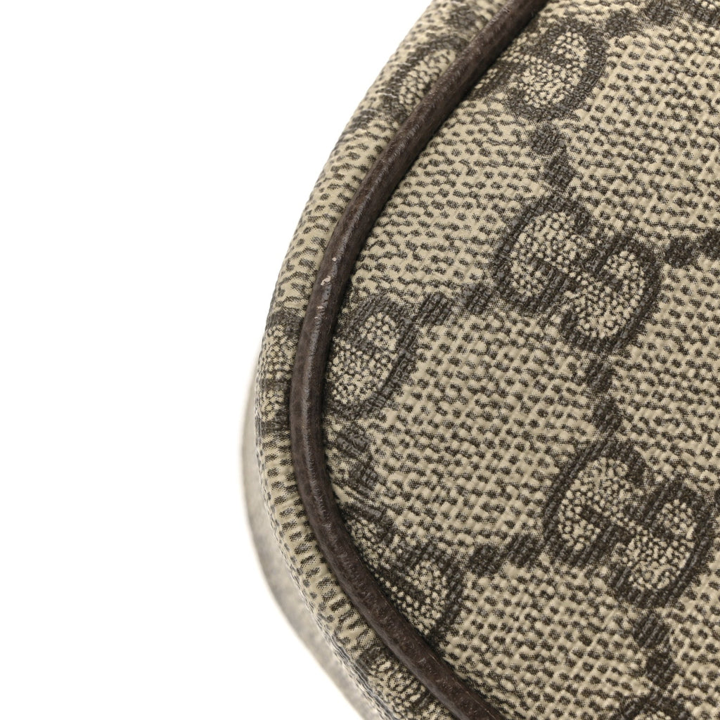 Gucci GG Supreme Monogram Textured Dollar Calfskin Web Small Ophidia GG Handbag Beige Ebony New Acero