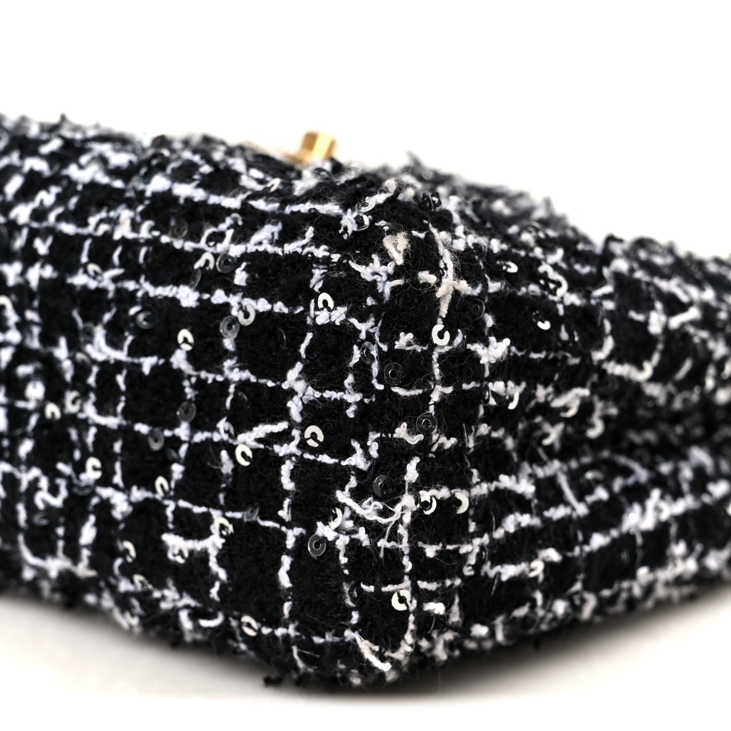Chanel Tweed Quilted Nano Kelly Shopper Black White