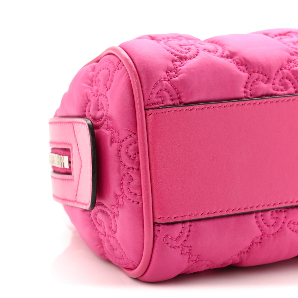 Gucci Nylon Calfskin Enamel GG Matelasse Mini Bowler Bag Lovely