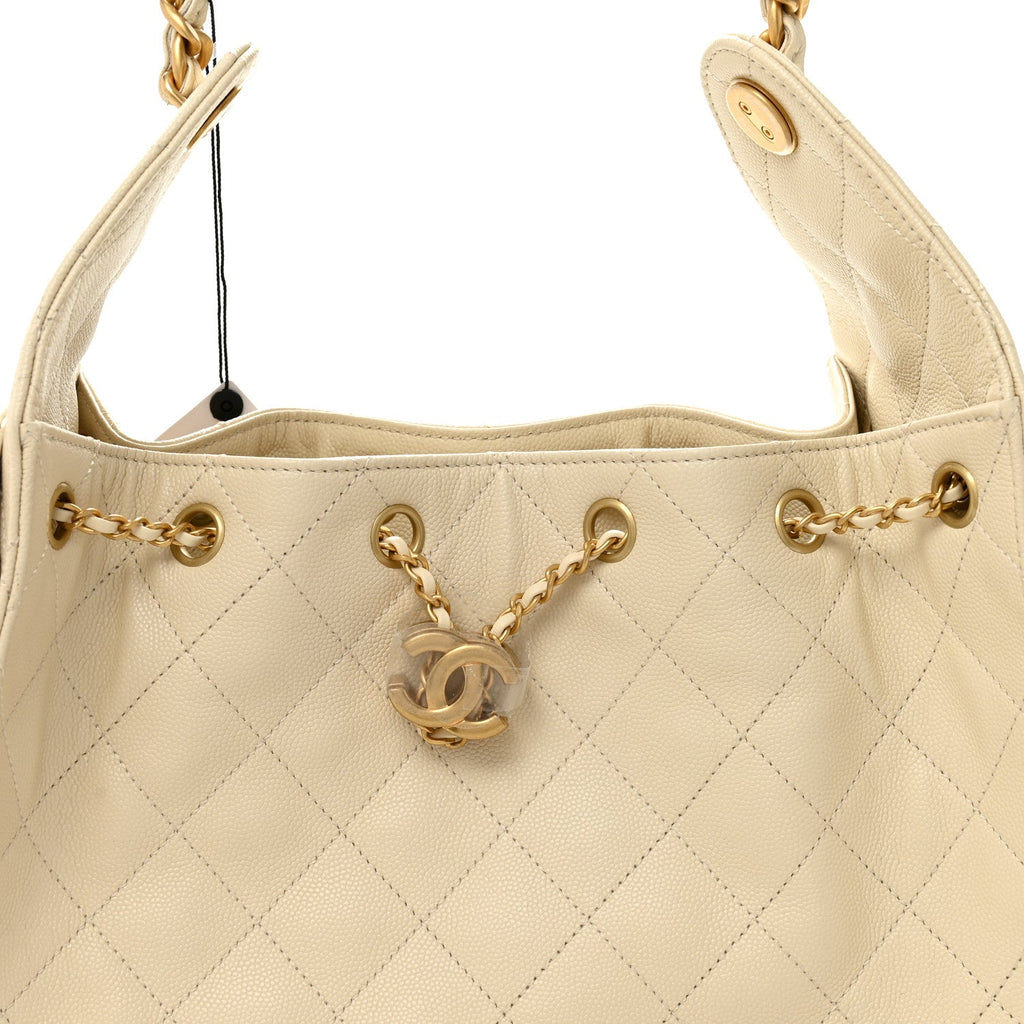 Chanel Caviar Quilted Small Chanel 25 Handbag Light Beige