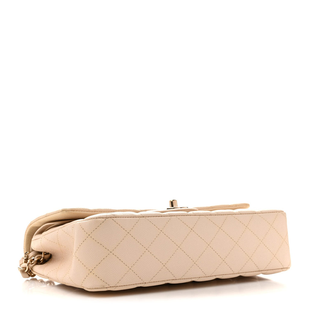 Chanel Caviar Quilted Medium Double Flap Light Beige