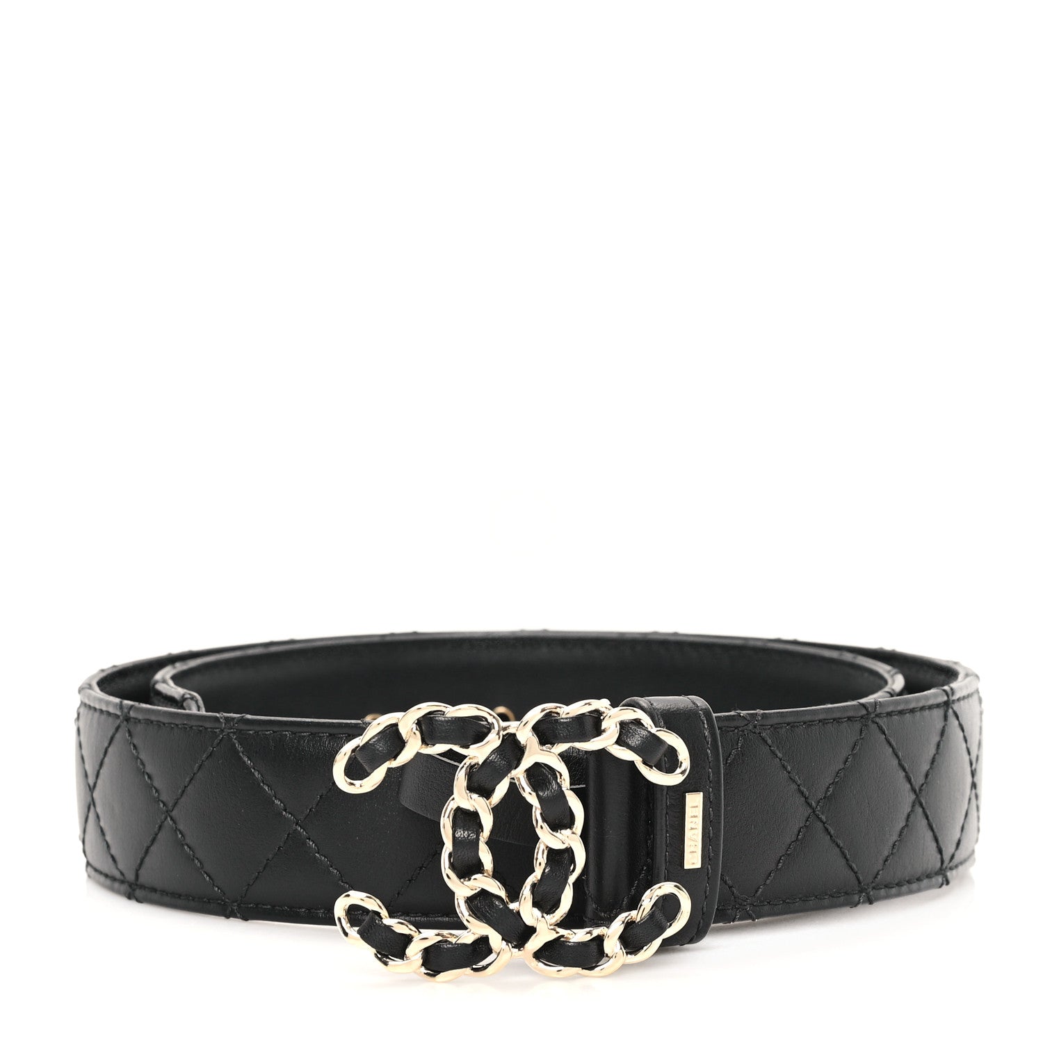 Calfskin Quilted CC Chain Belt 70 28 Black