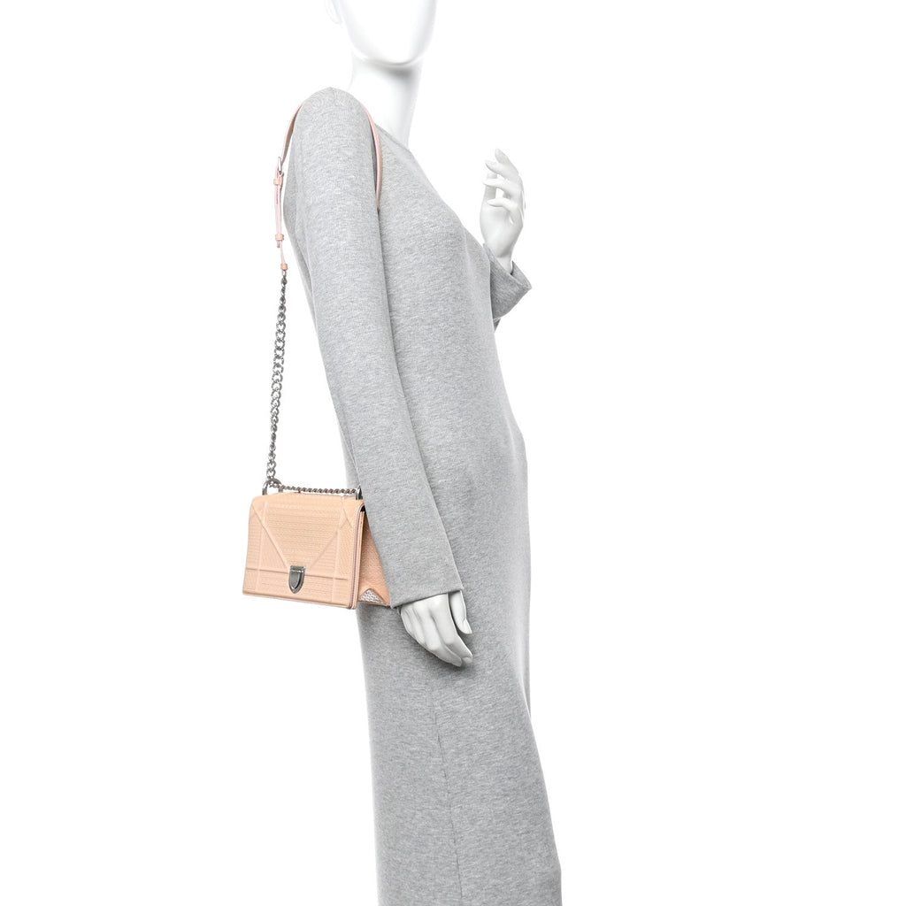 Christian Dior Patent Micro-Cannage Small Diorama Flap Bag Rose