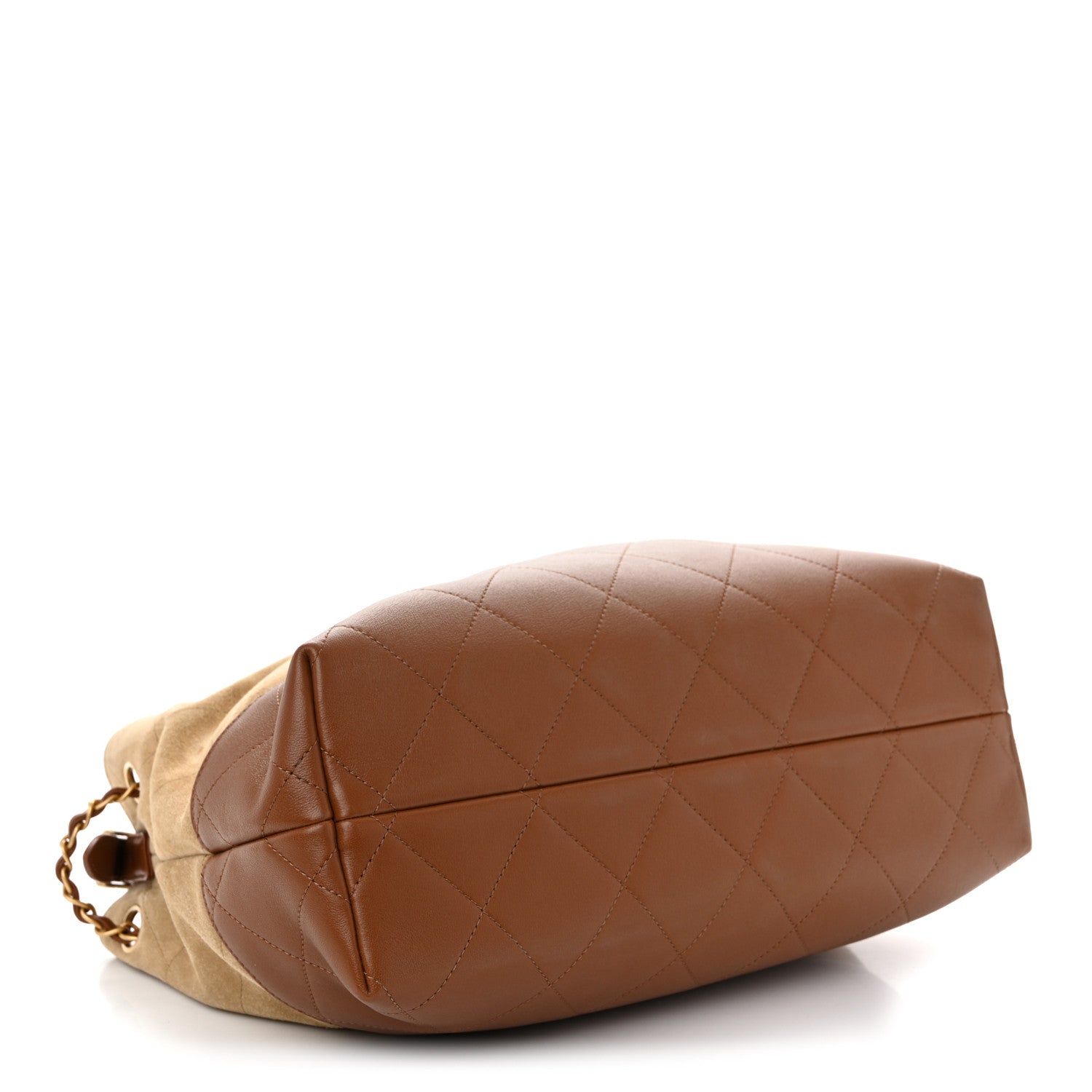 Chanel Suede Calfskin Shiny Lambskin Quilted Small Coco Base Shopping Bag Beige Camel