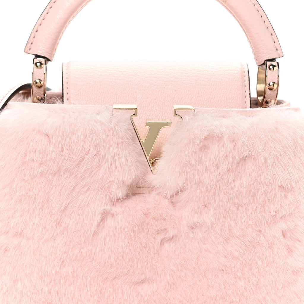 Louis Vuitton Mink Calfskin Goatskin Capucines Mini Rosewater Pink