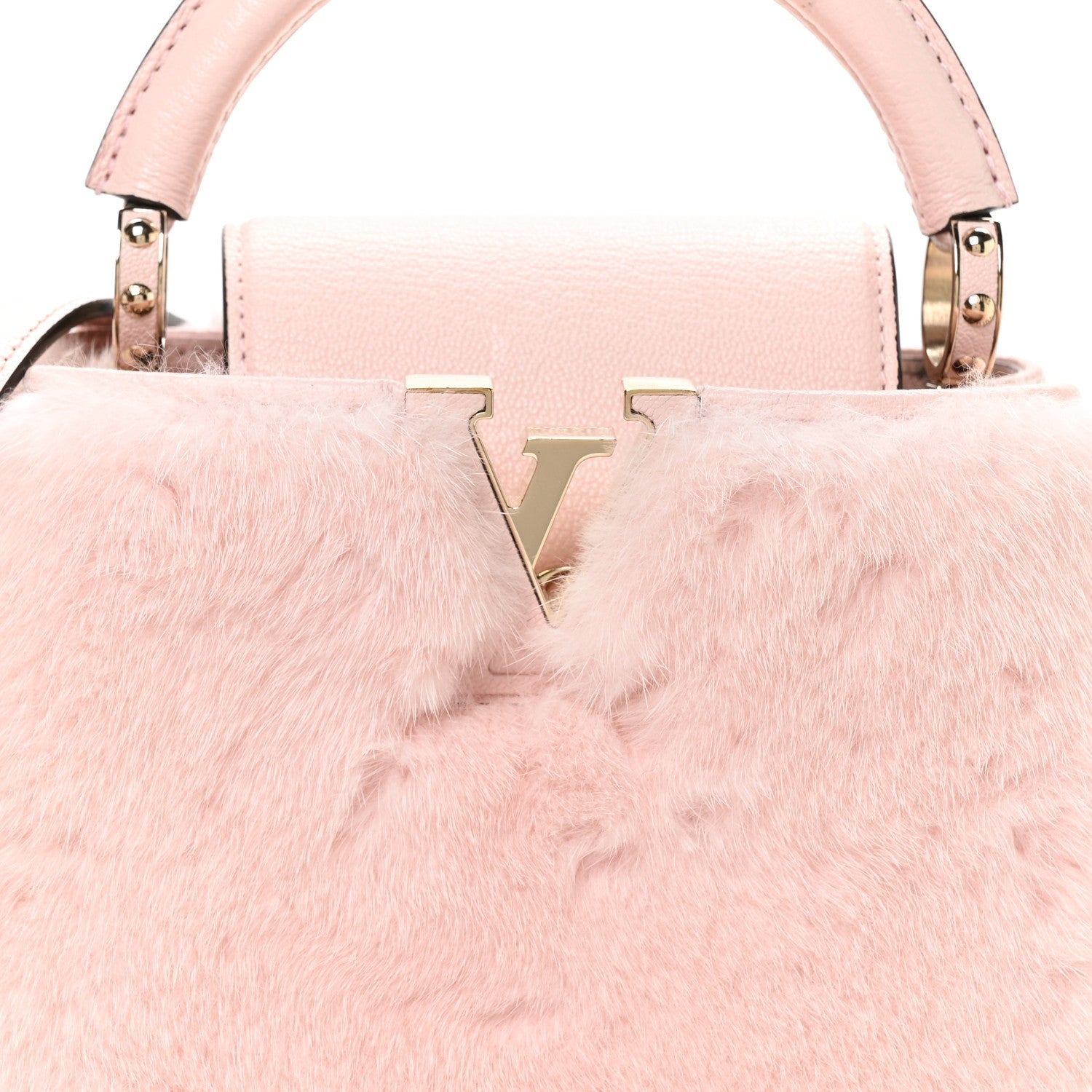 Louis Vuitton Mink Calfskin Goatskin Capucines Mini Rosewater Pink