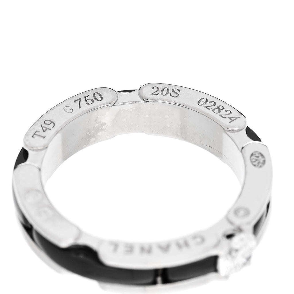 18K White Gold Ceramic Diamond Slim Ultra Ring 49 4.75