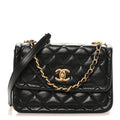Chanel Shiny Lambskin Flap Clutch With Chain Black