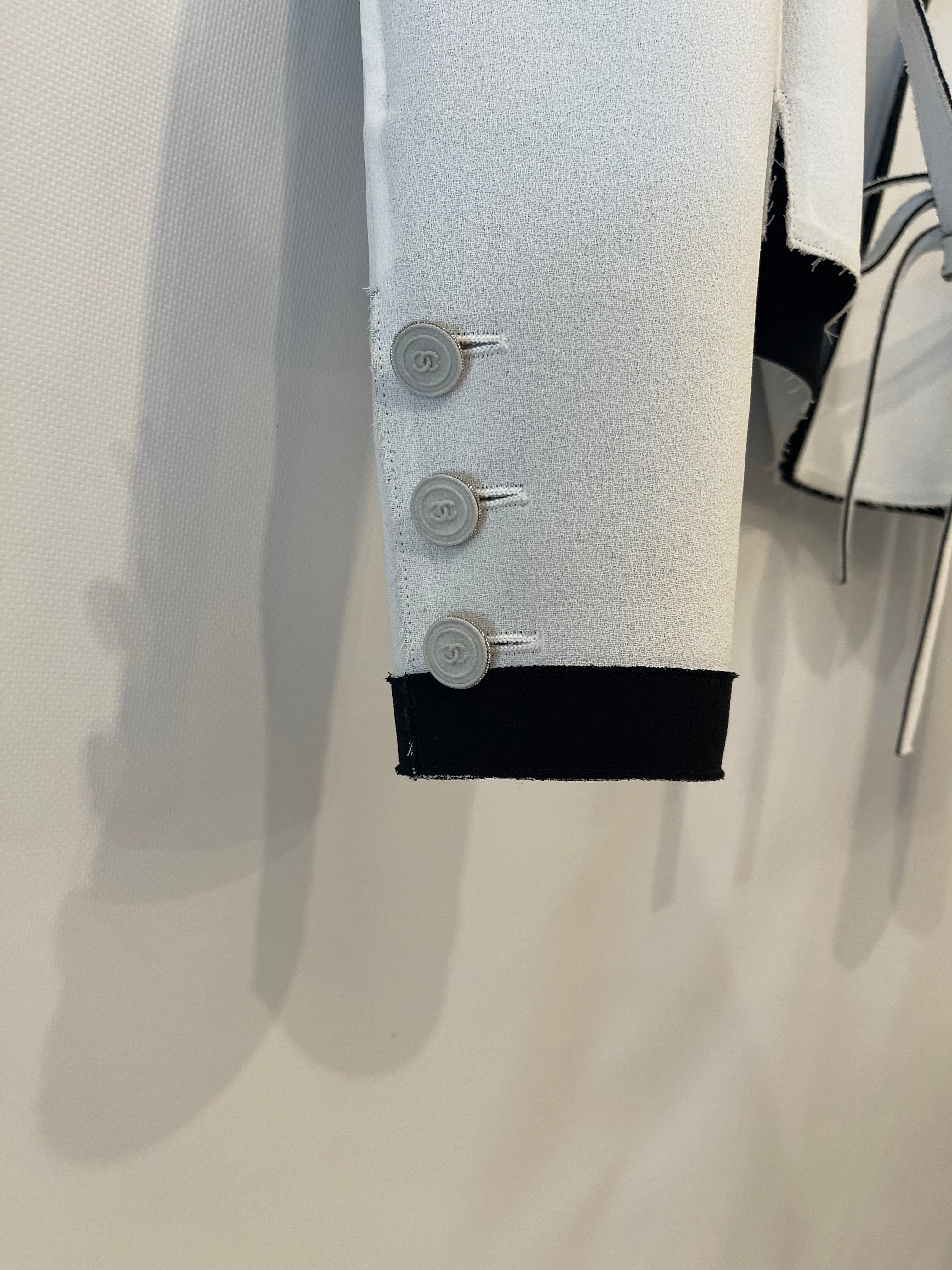 Chanel 14S Pale Grey and Black Trim Jacket with Belt and CC Button Details Size FR 34 (UK 6) RRP £3,250