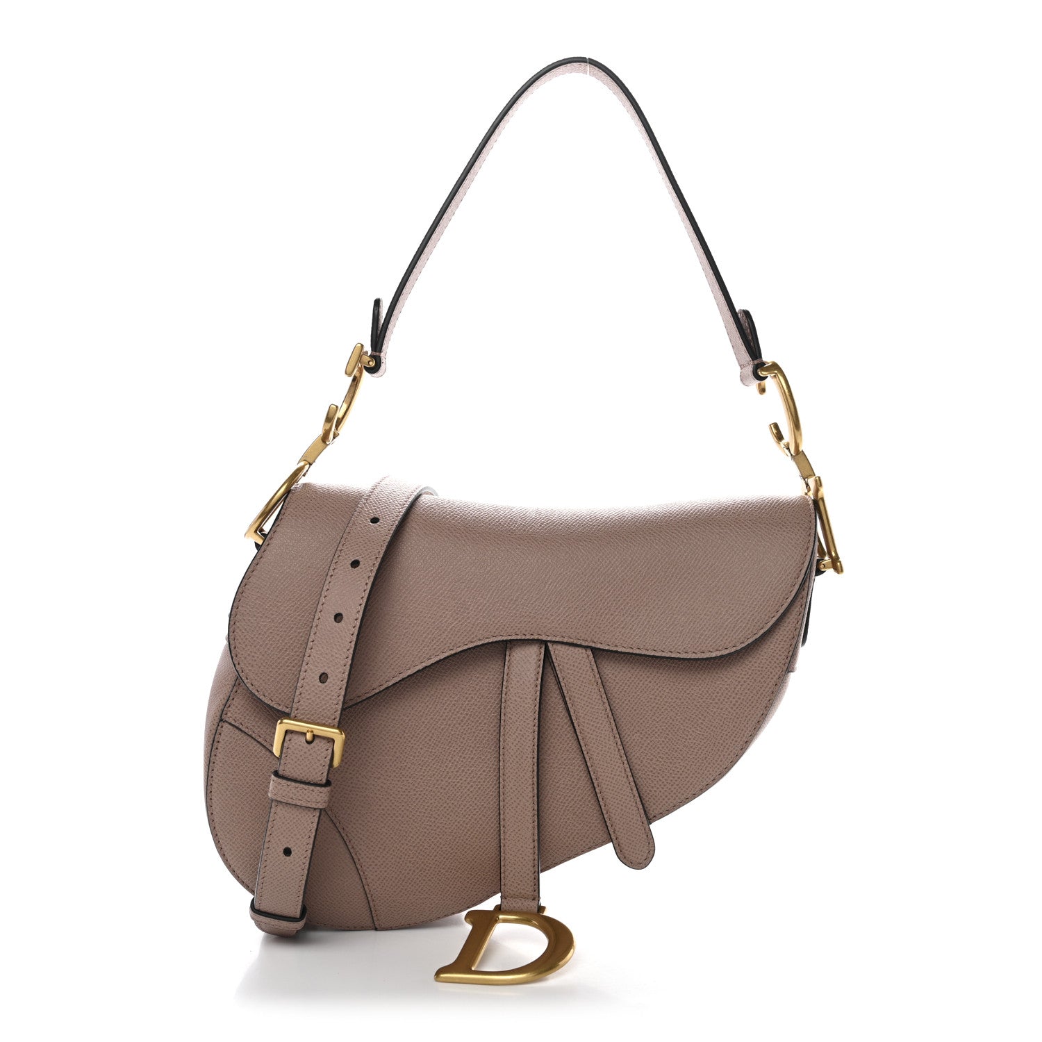 Christian Dior Grained Calfskin Saddle Bag With Strap Blush