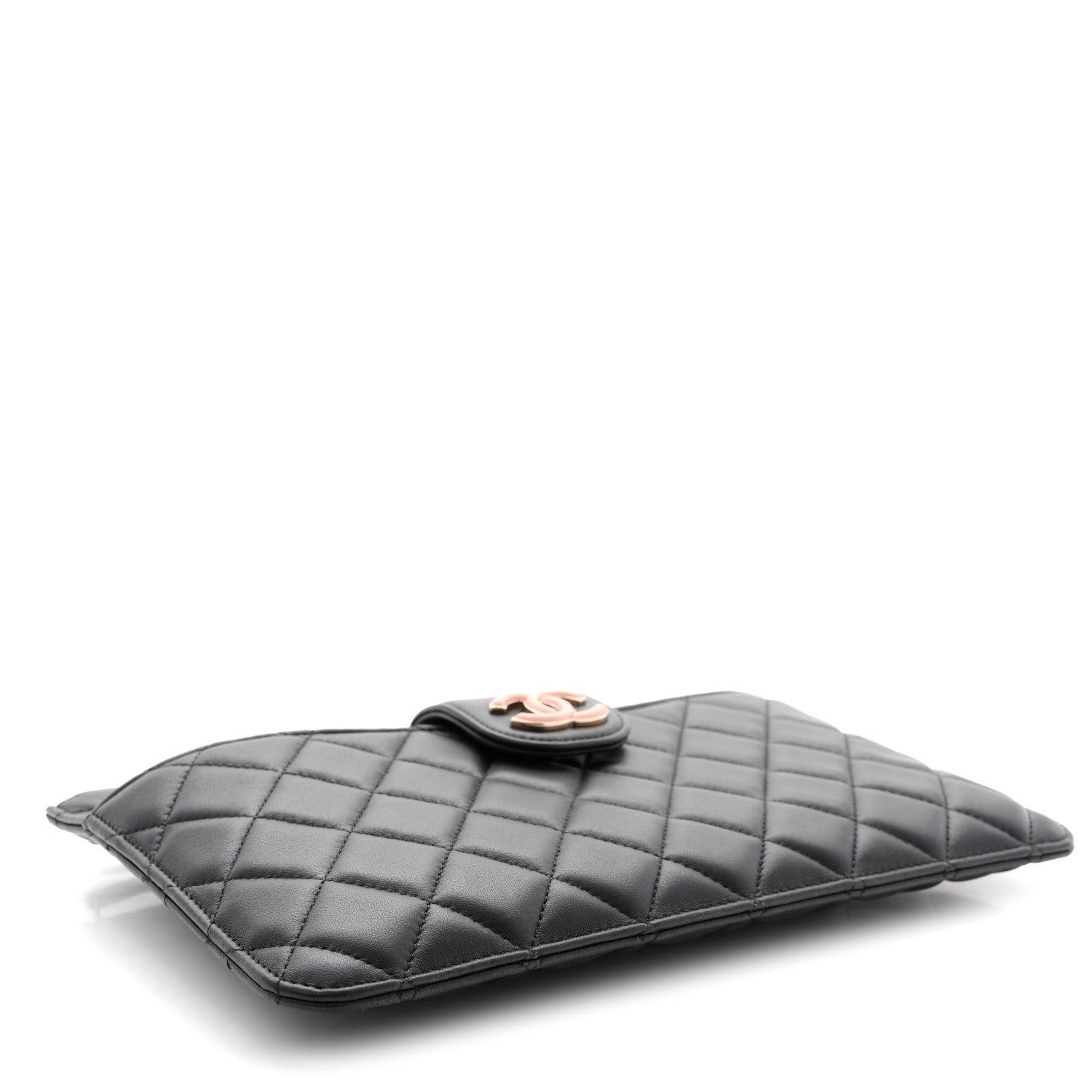 Lambskin Quilted Sunset Boulevard Pouch Case Black Pink