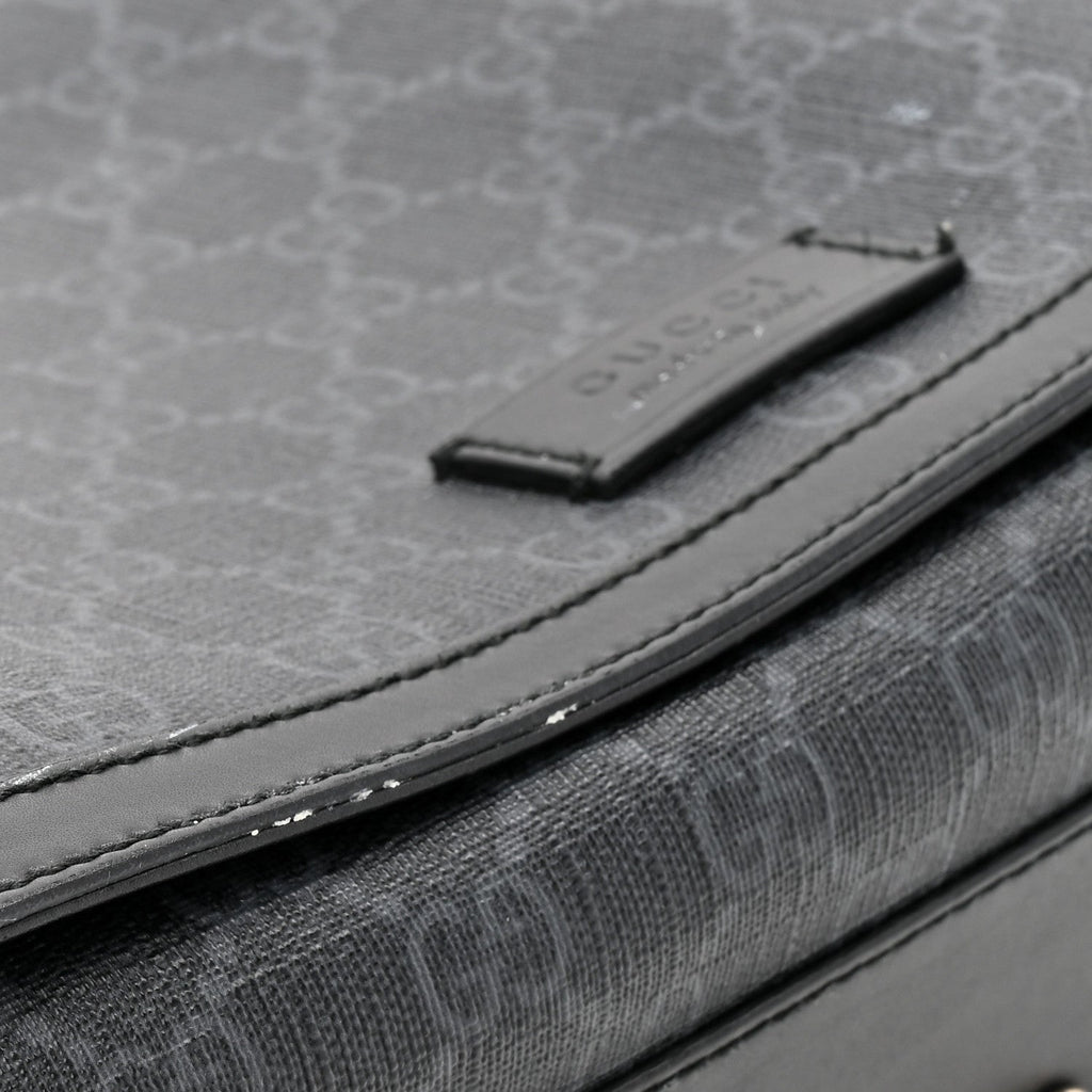 Gucci GG Supreme Monogram Web Messenger Diaper Bag Black Grey