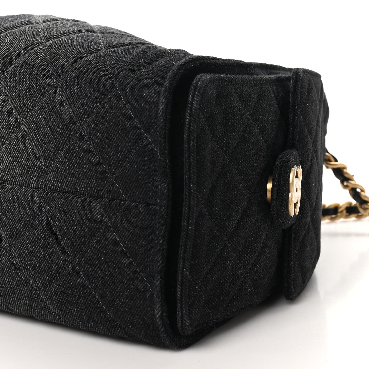 Chanel Washed Denim Quilted Small Chanel 25 Handbag Black