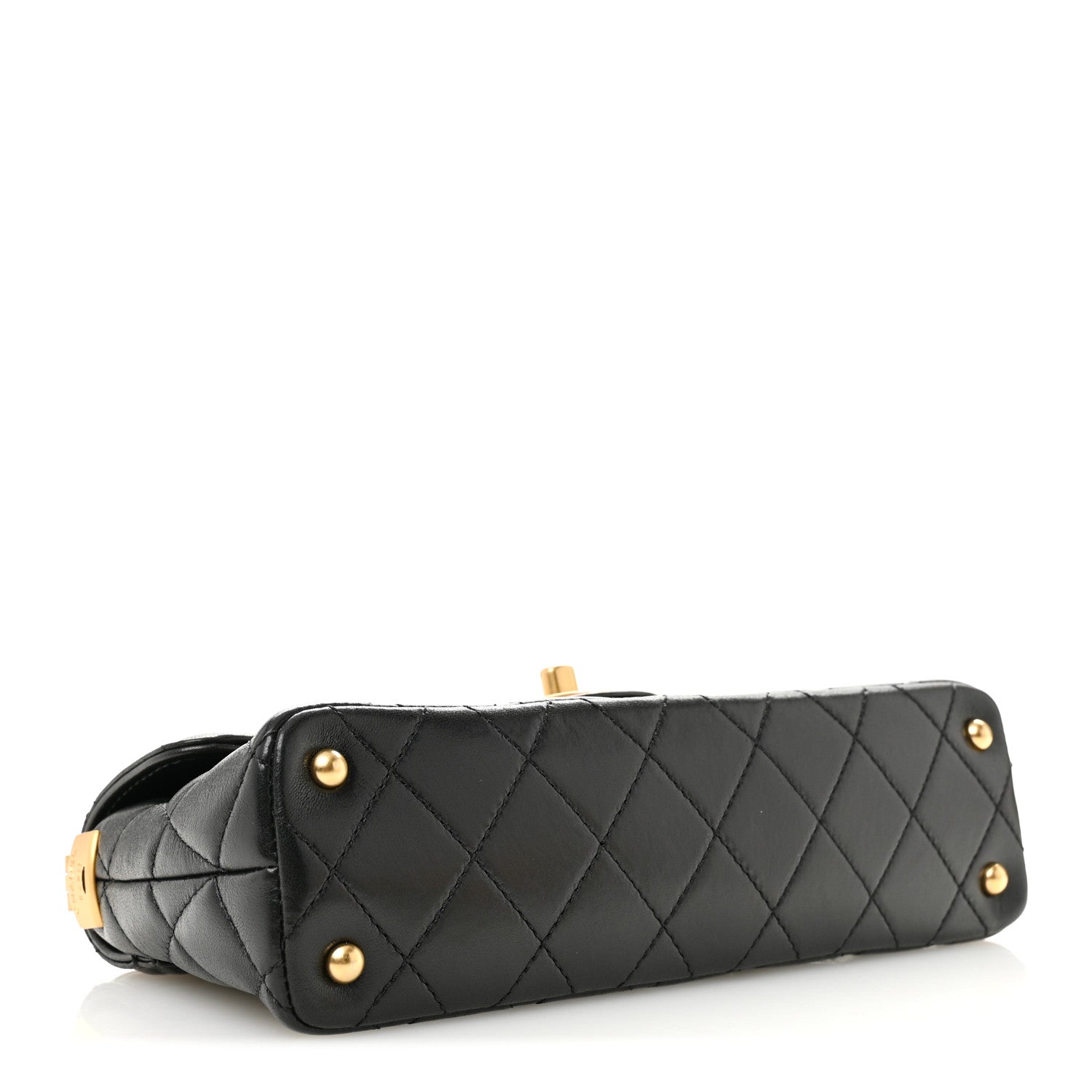 Chanel Lambskin Quilted Mini Flap Top Handle Bag Black