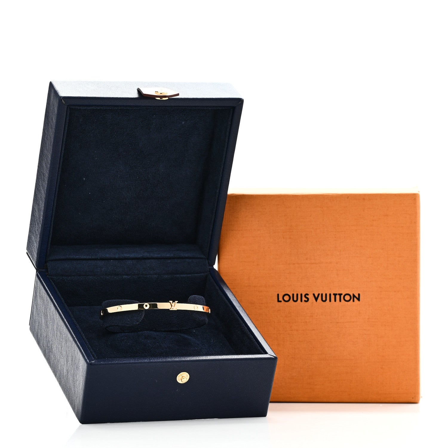 Louis Vuitton 18K Yellow Gold Empreinte Small Bangle Bracelet