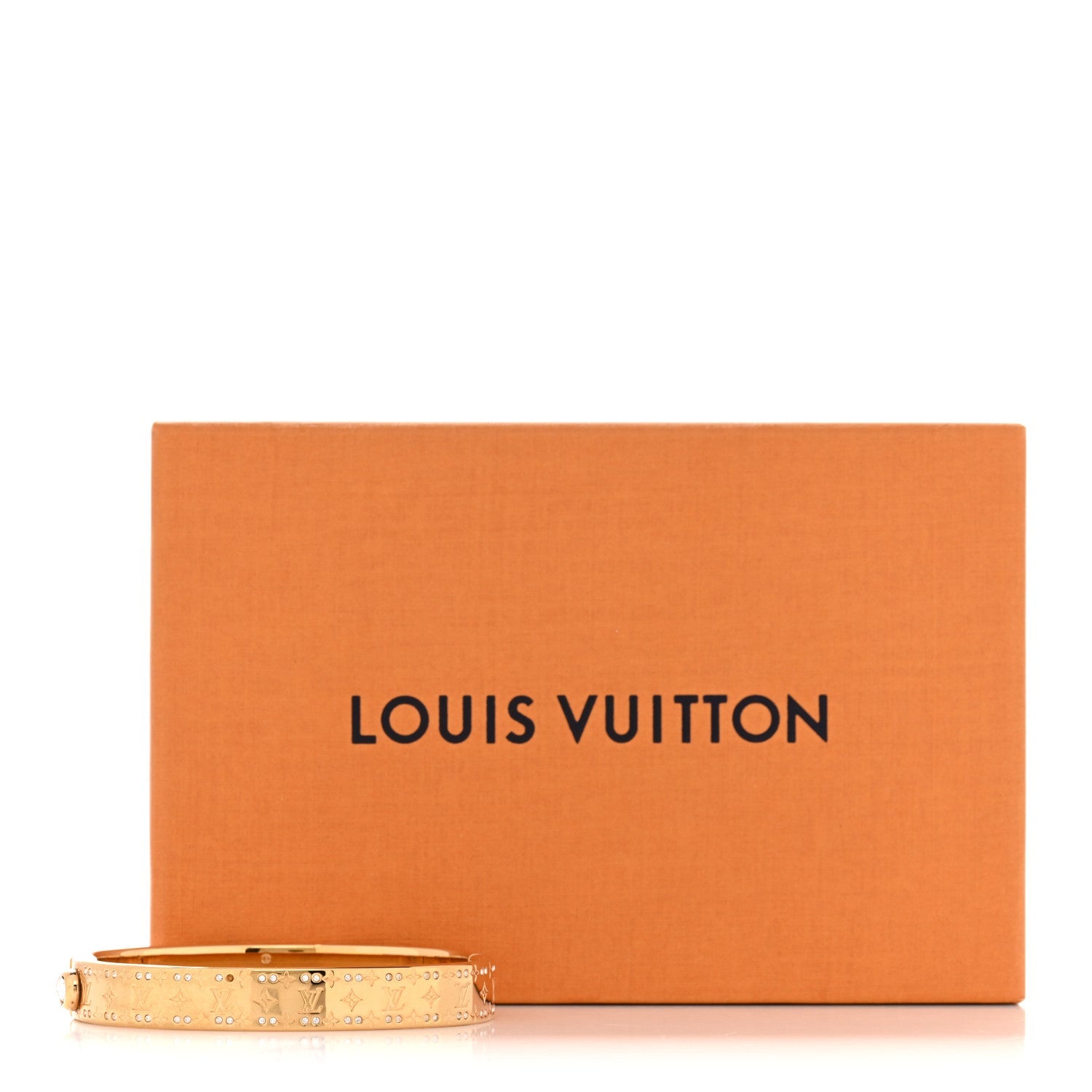 Louis Vuitton Brass Crystal Monogram Nanogram Strass Cuff M Gold