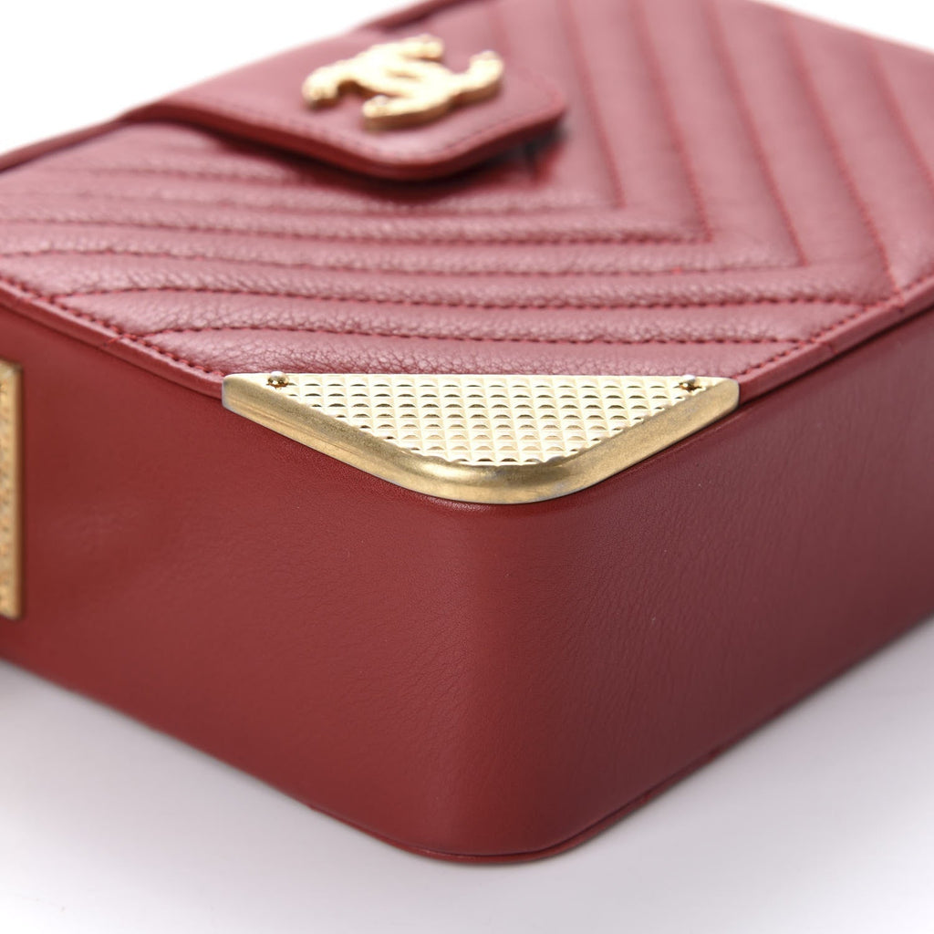 Chanel Calfskin Chevron Quilted Paris Hamburg Rock The Corner Minaudiere Bag
