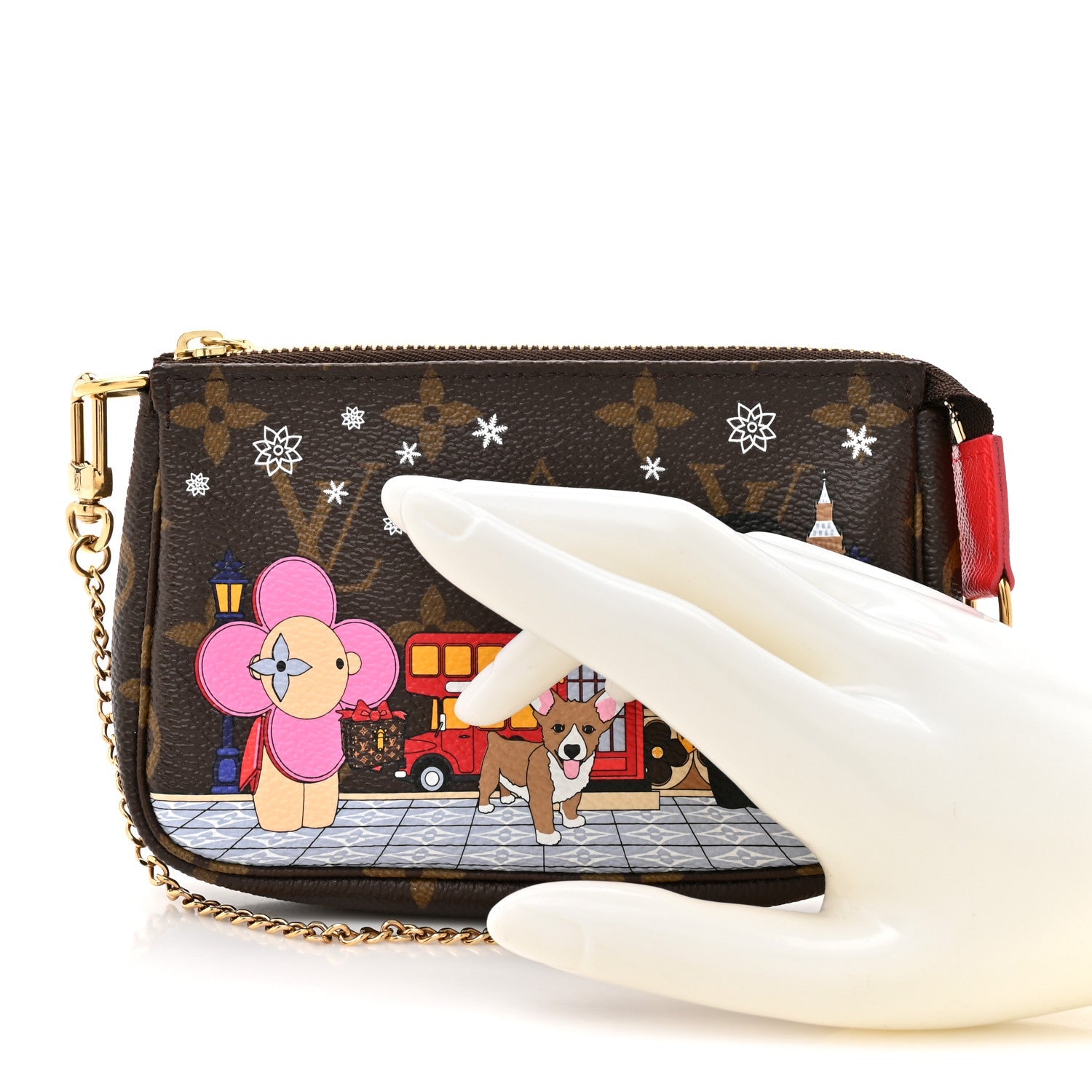 Louis Vuitton Monogram 2021 Christmas Animation London Mini Pochette Accessories Red