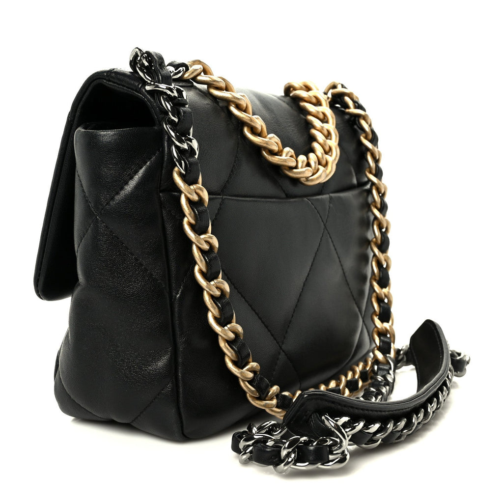 Chanel Lambskin Quilted Medium Chanel 19 Flap Black