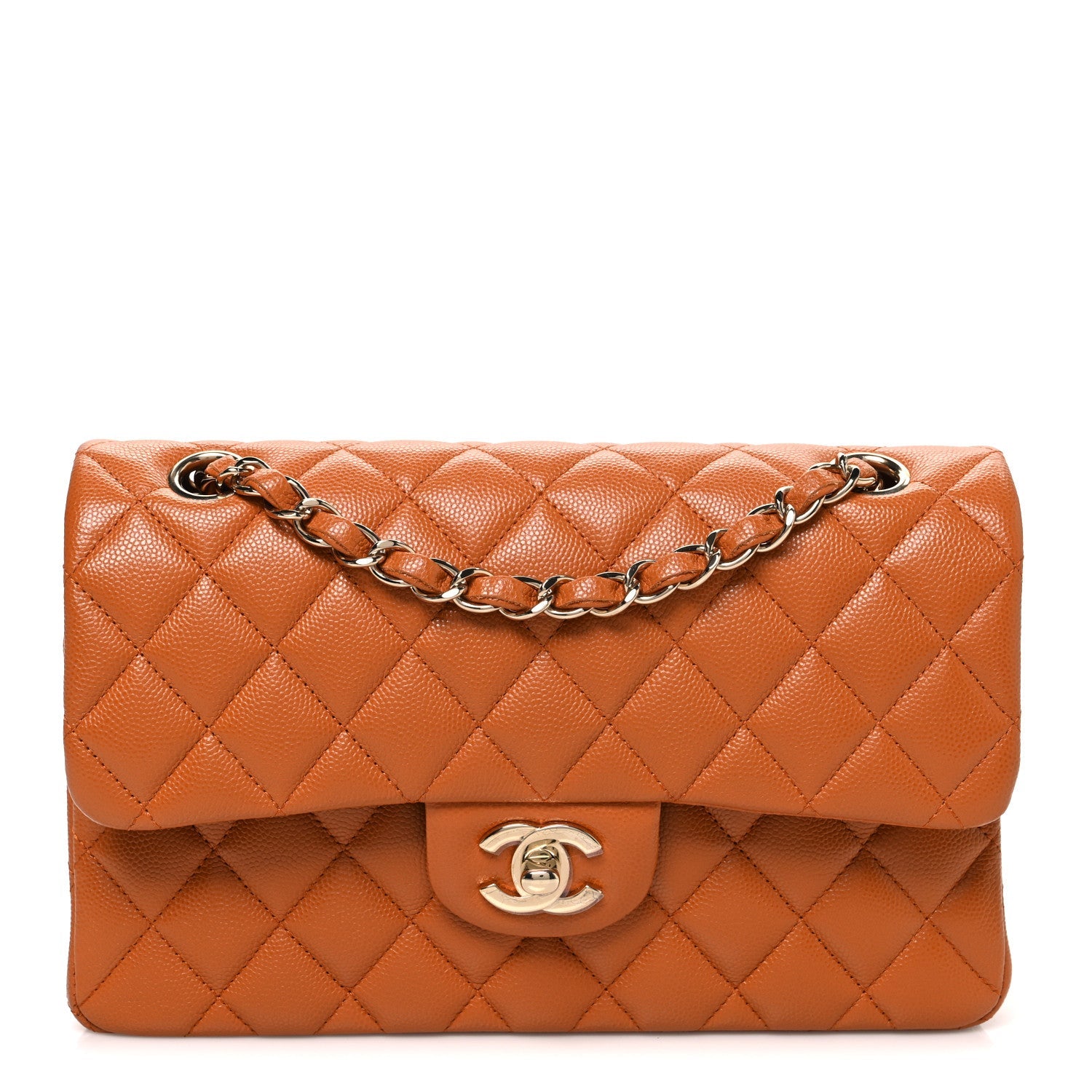 Chanel Caviar Quilted Small Double Flap Light Brown