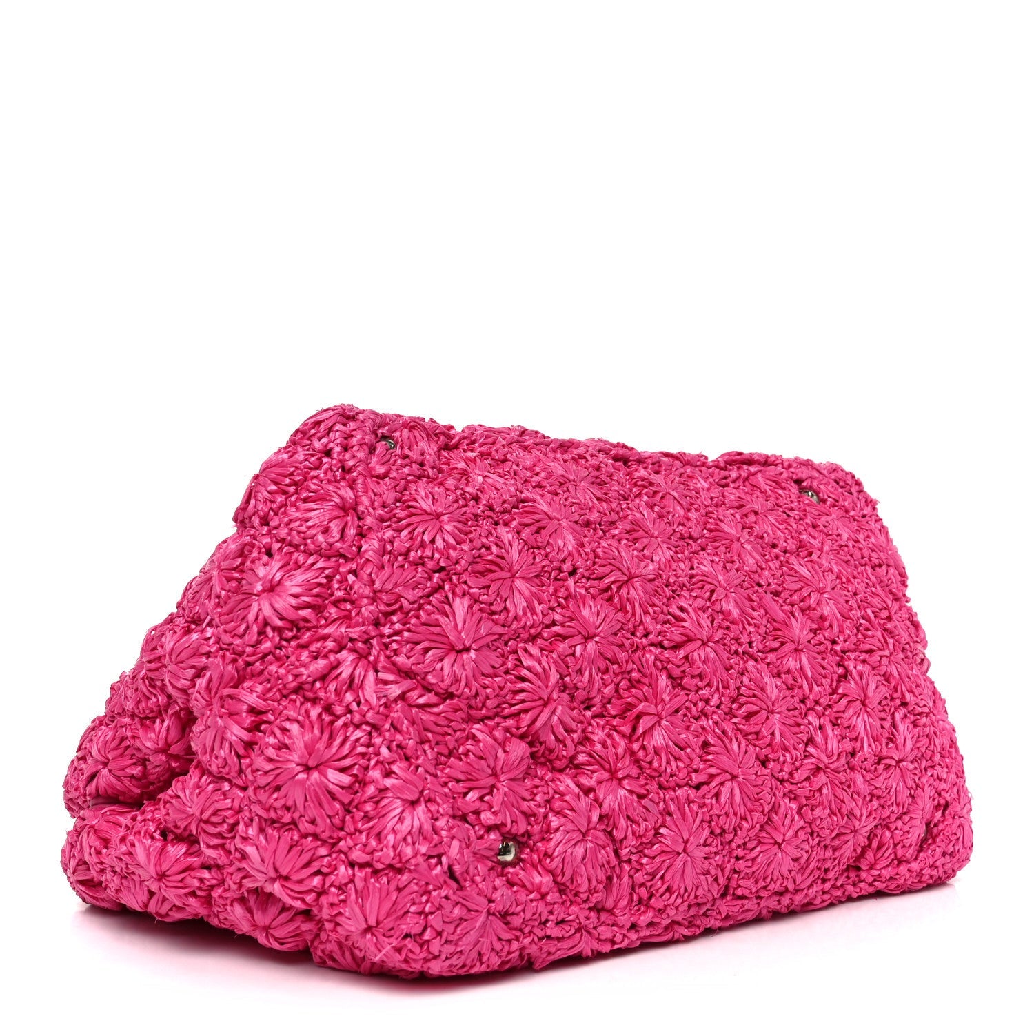 Prada Raffia Crochet Tote Fuchsia