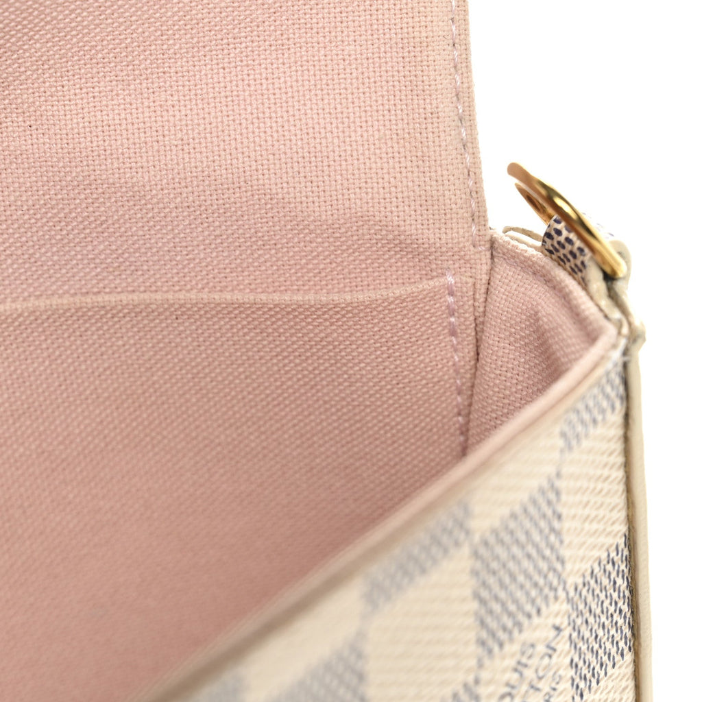 Louis Vuitton Damier Azur Pochette Felicie Chain Wallet Rose Ballerine