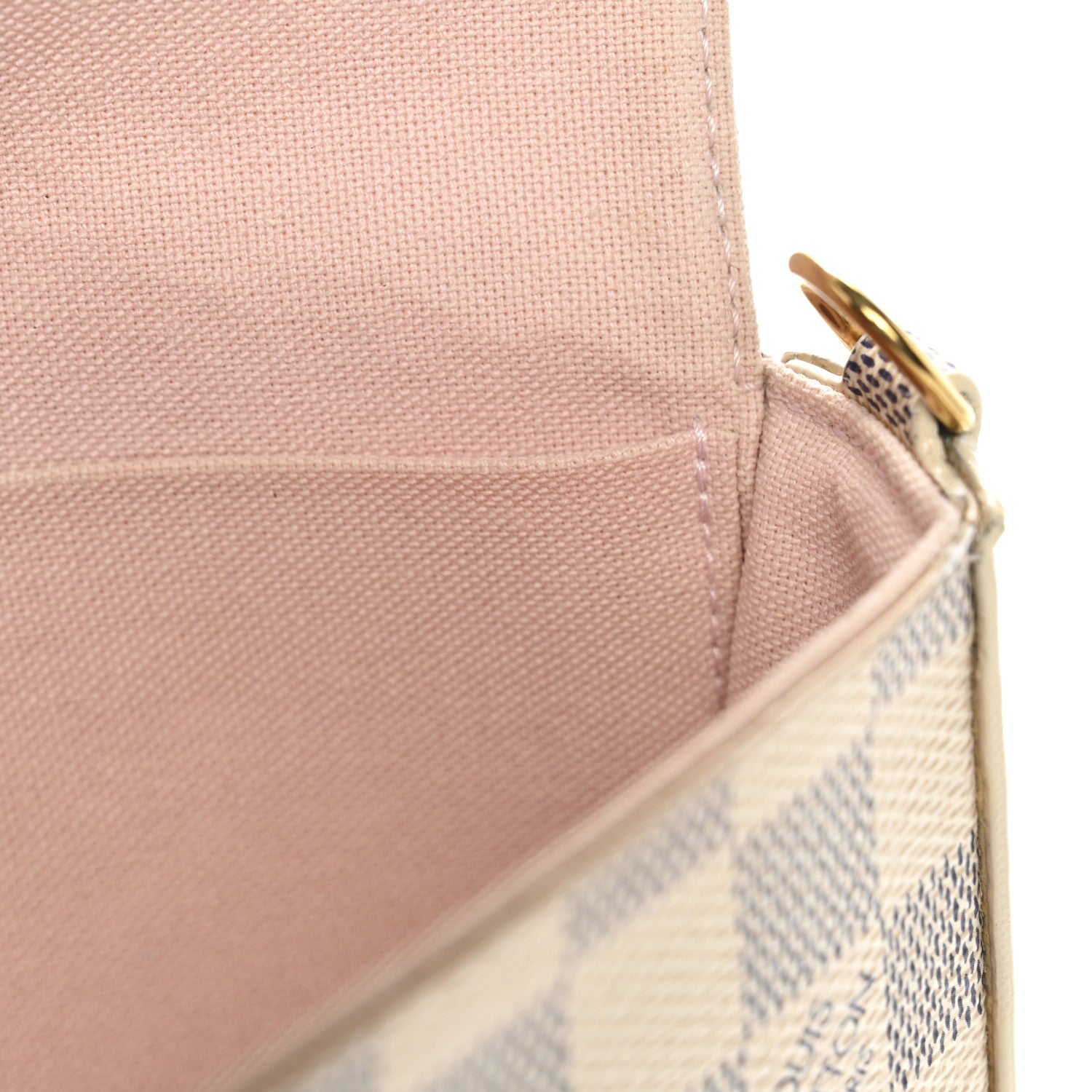 Louis Vuitton Damier Azur Pochette Felicie Chain Wallet Rose Ballerine
