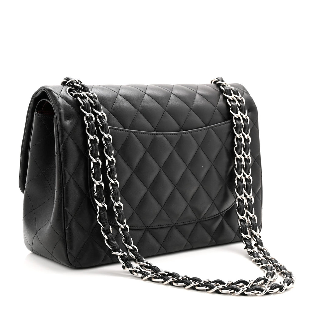 Chanel Lambskin Quilted Jumbo Double Flap Black