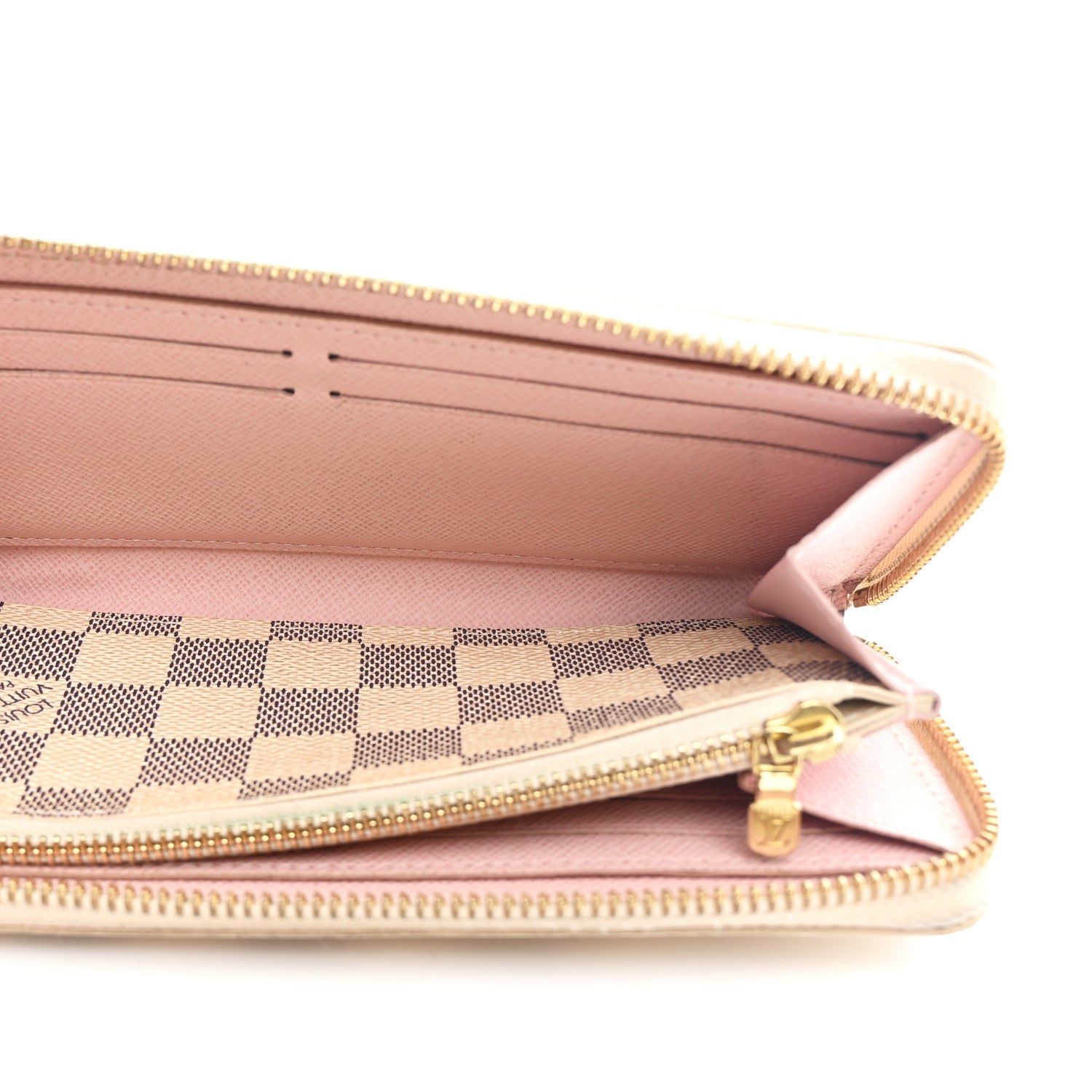 Louis Vuitton Damier Azur Clemence Wallet Rose Ballerine