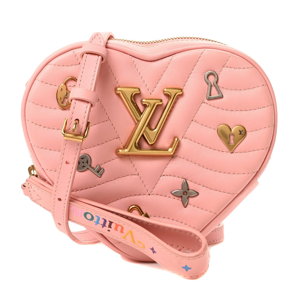 Louis Vuitton Calfskin Embellished New Wave Love Lock Heart Bag Rose Pomettes