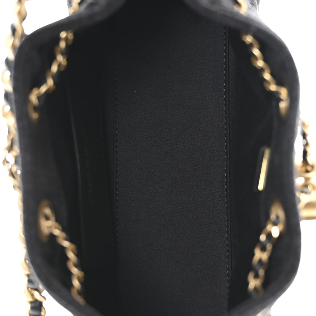 Chanel Washed Denim Quilted Mini Chanel 25 Handbag Black