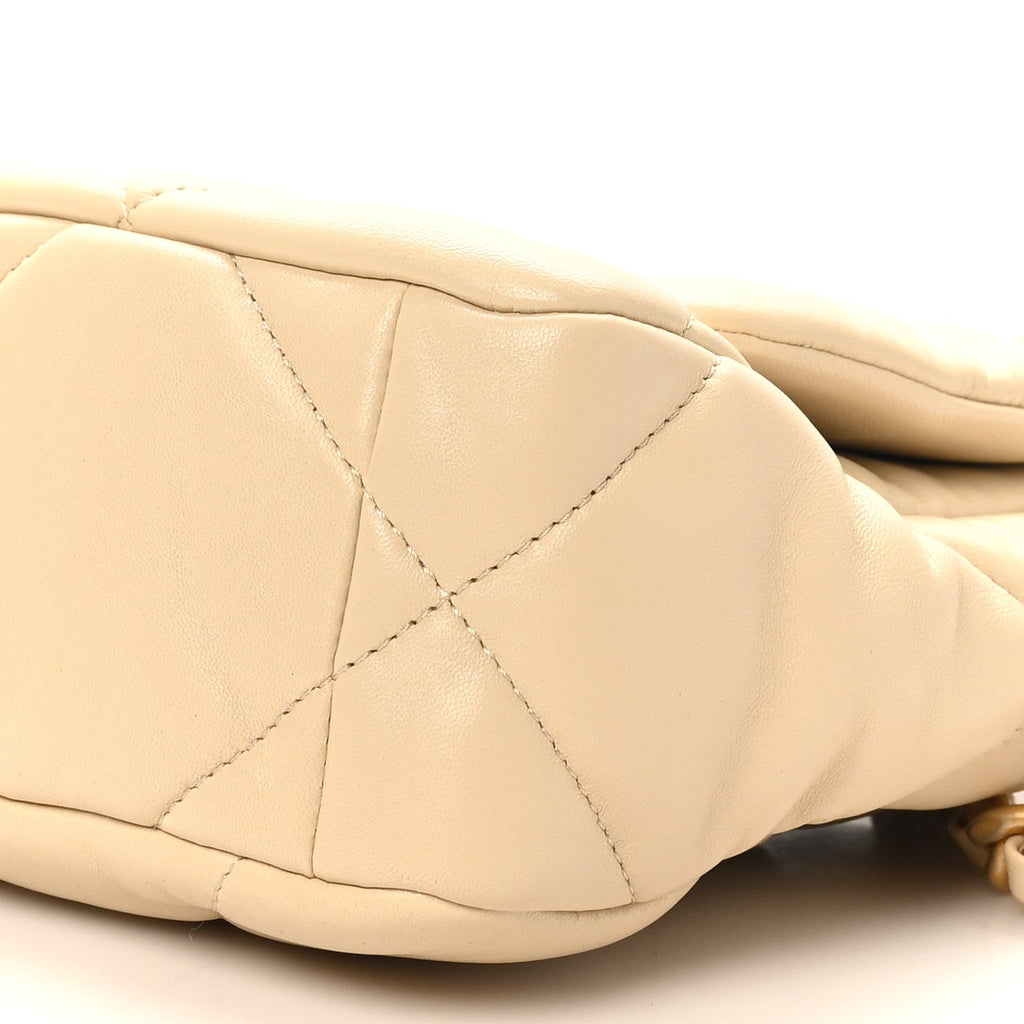 Chanel Lambskin Quilted Medium Chanel 19 Flap Beige