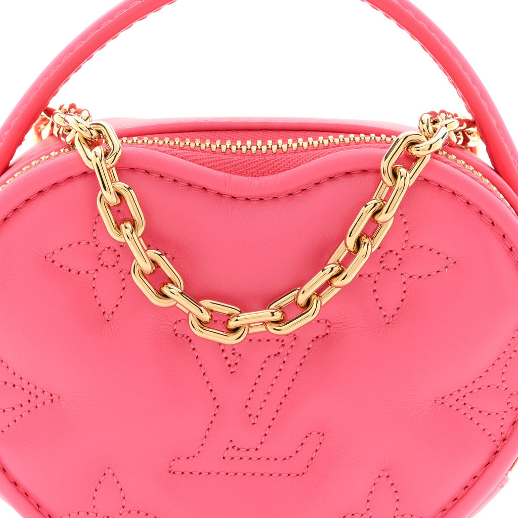 Louis Vuitton Calfskin Embroidered Monogram Pop My Heart Bag Pouch Dragon Fruit Pink