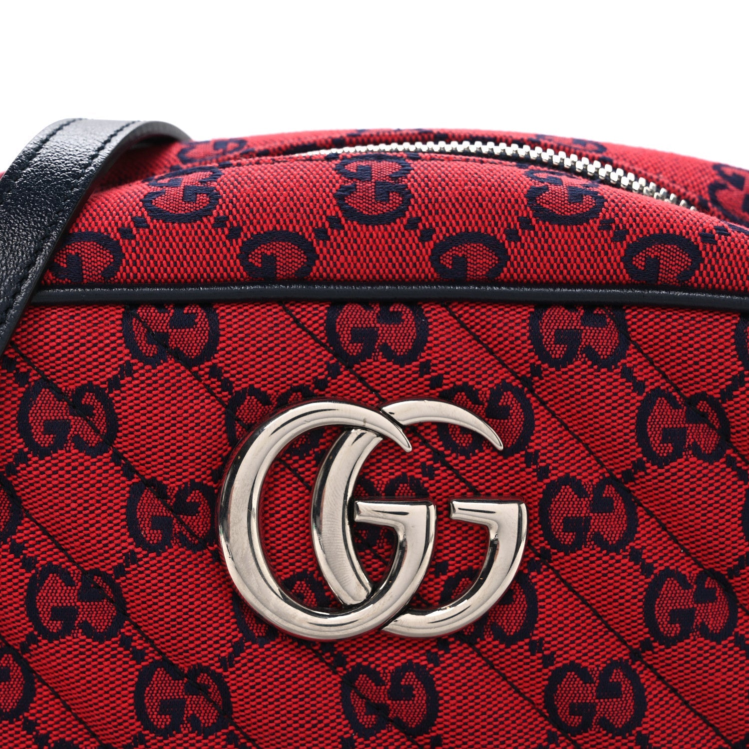 Gucci Monogram Multicolor Matelasse Diagonal Small GG Marmont Chain Shoulder Bag Red Blue