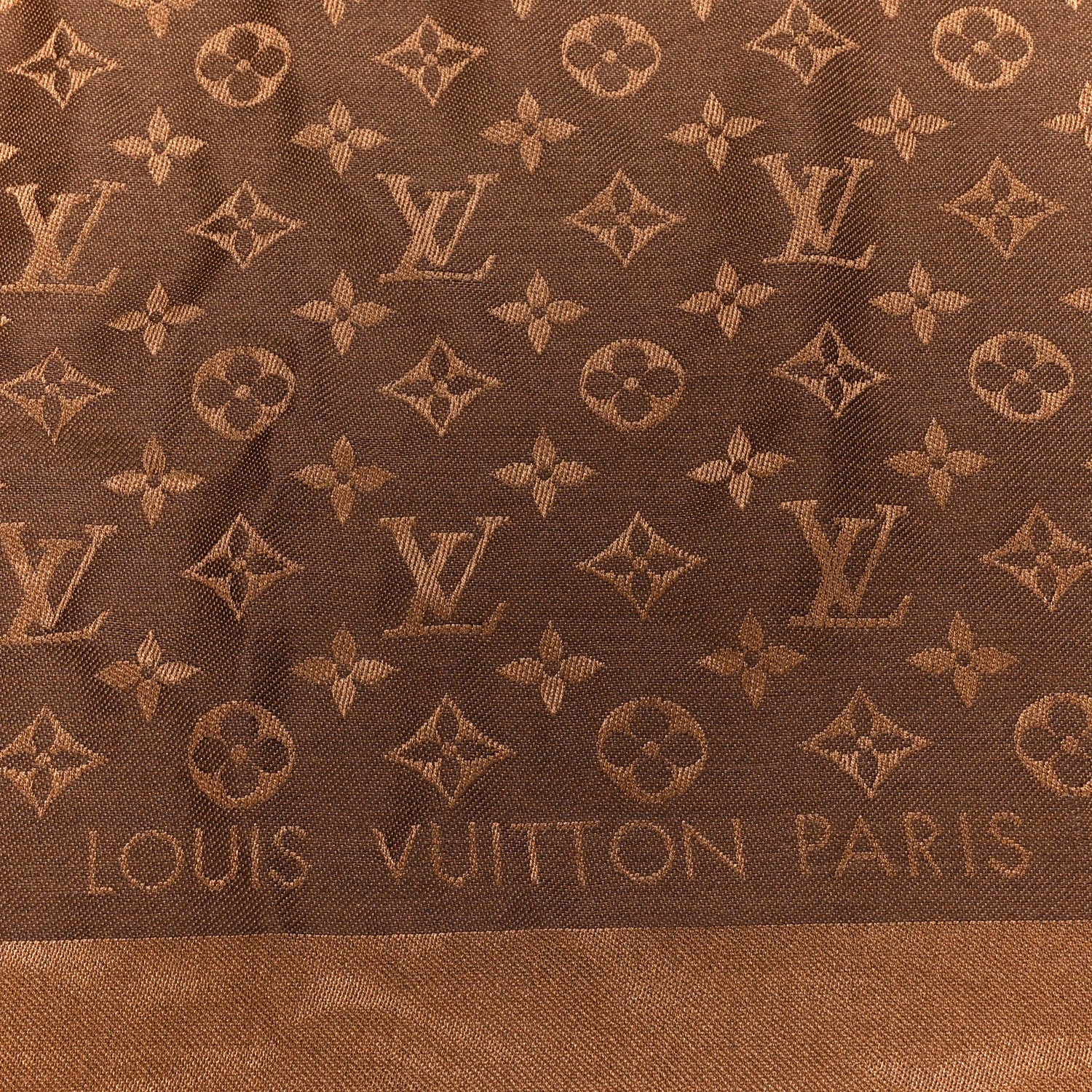 Louis Vuitton Wool Silk Monogram Denim Shawl Brown