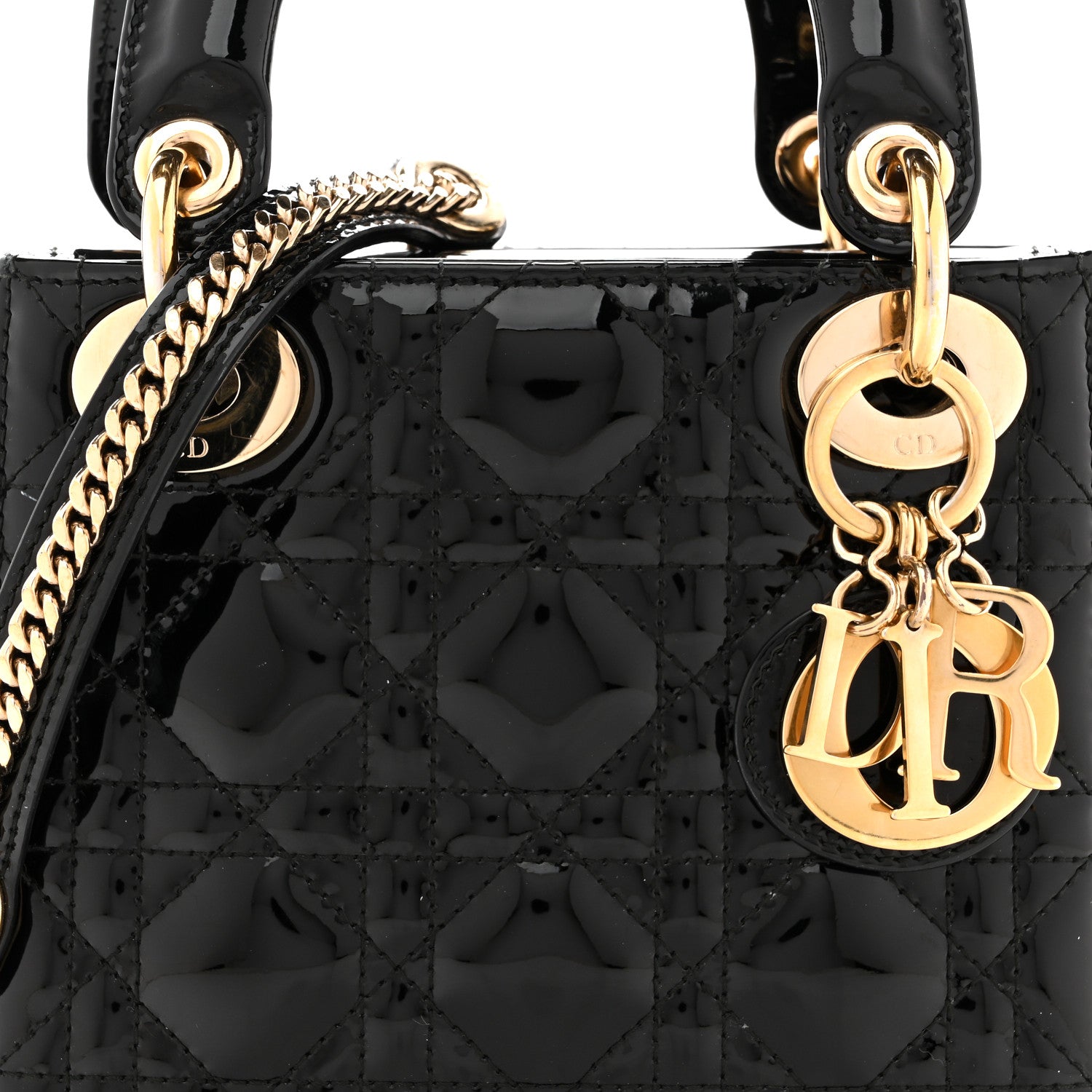 Christian Dior Patent Cannage Mini Lady Dior Black