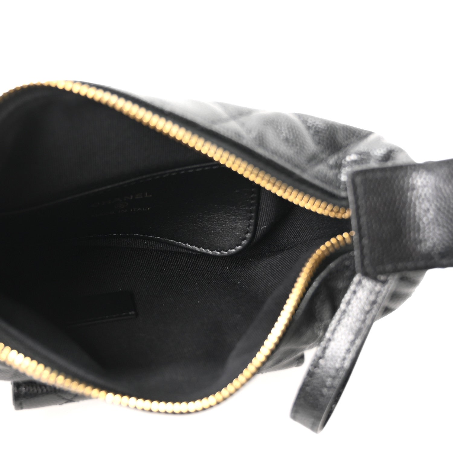 Chanel Caviar Quilted Polly Pocket Pouch Hobo Black
