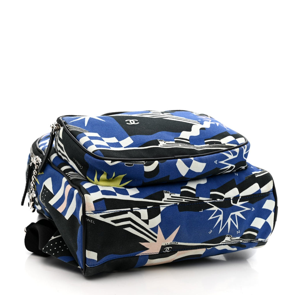 Chanel Canvas Cruise La Pausa Print Backpack Blue Multicolor
