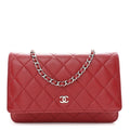 Chanel Caviar Quilted Wallet on Chain WOC Red
