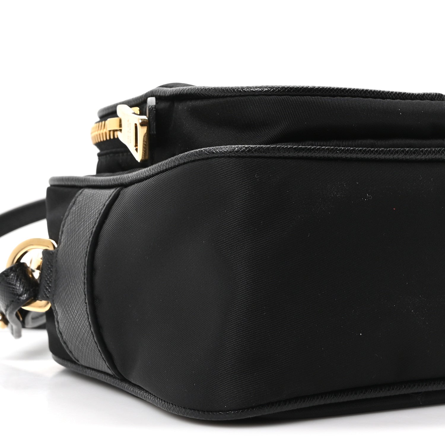 Prada Nylon Vela Saffiano Double Zip Crossbody Black