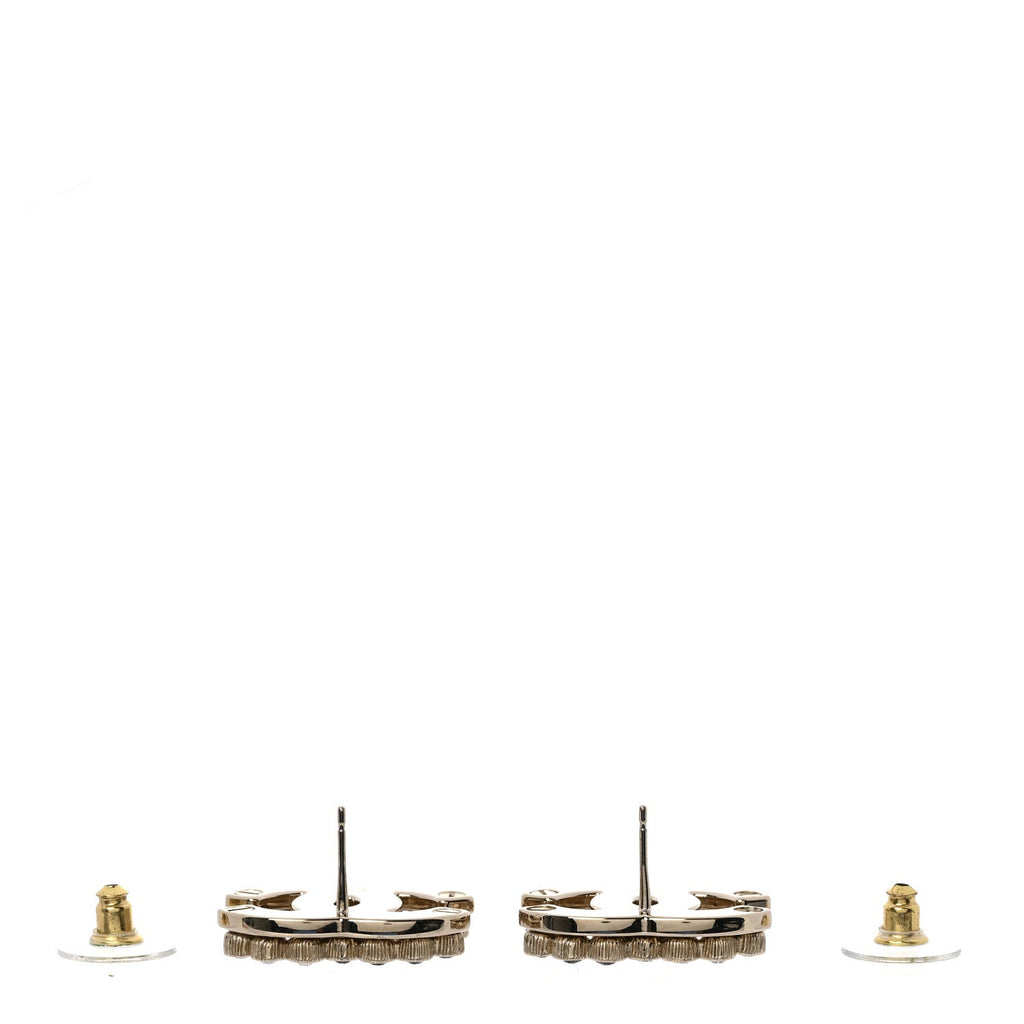 Crystal CC Earrings Black Gold