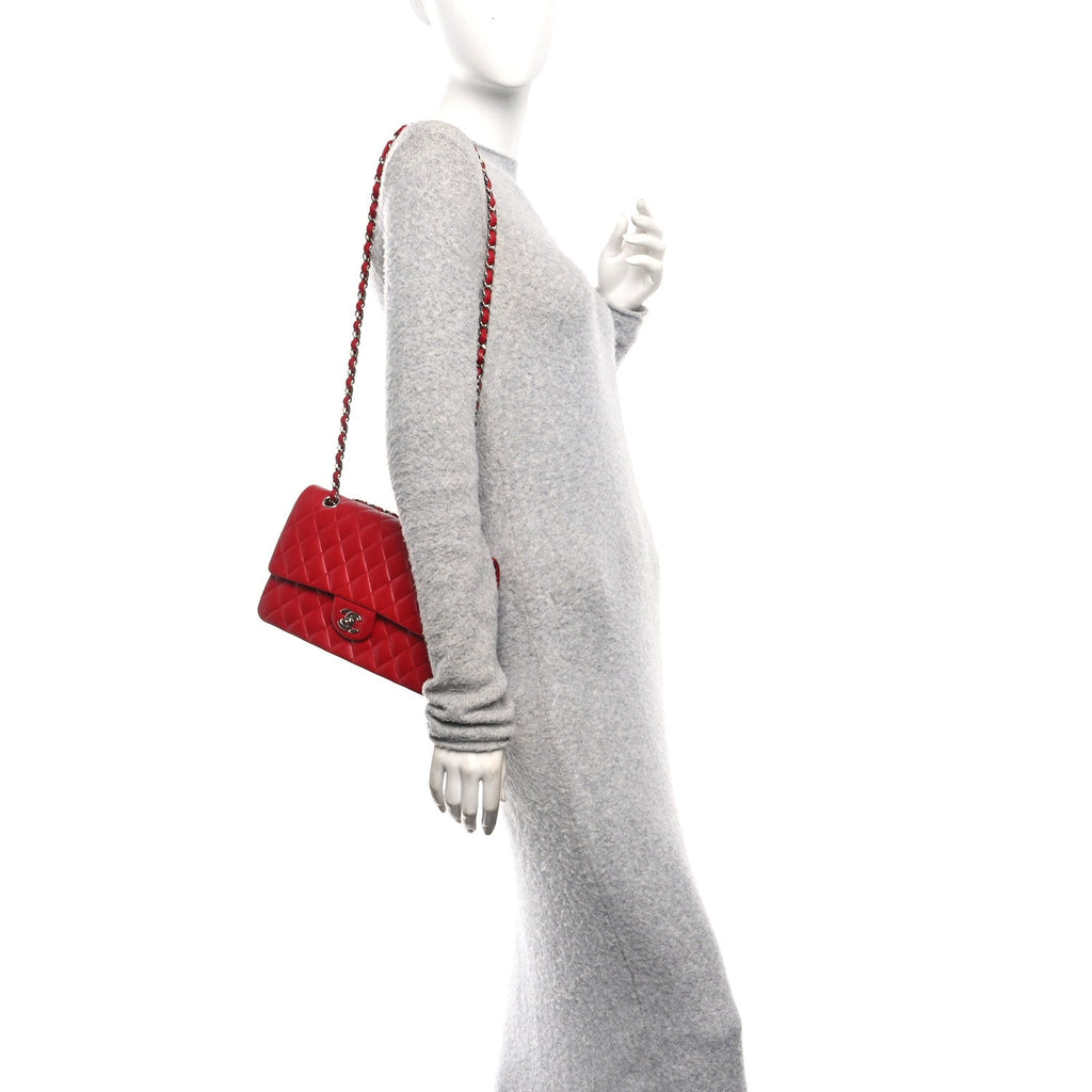 Chanel Lambskin Quilted Medium Double Flap Red