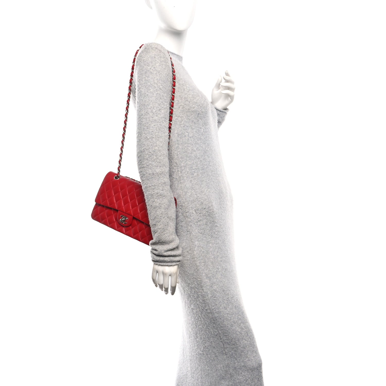 Chanel Lambskin Quilted Medium Double Flap Red
