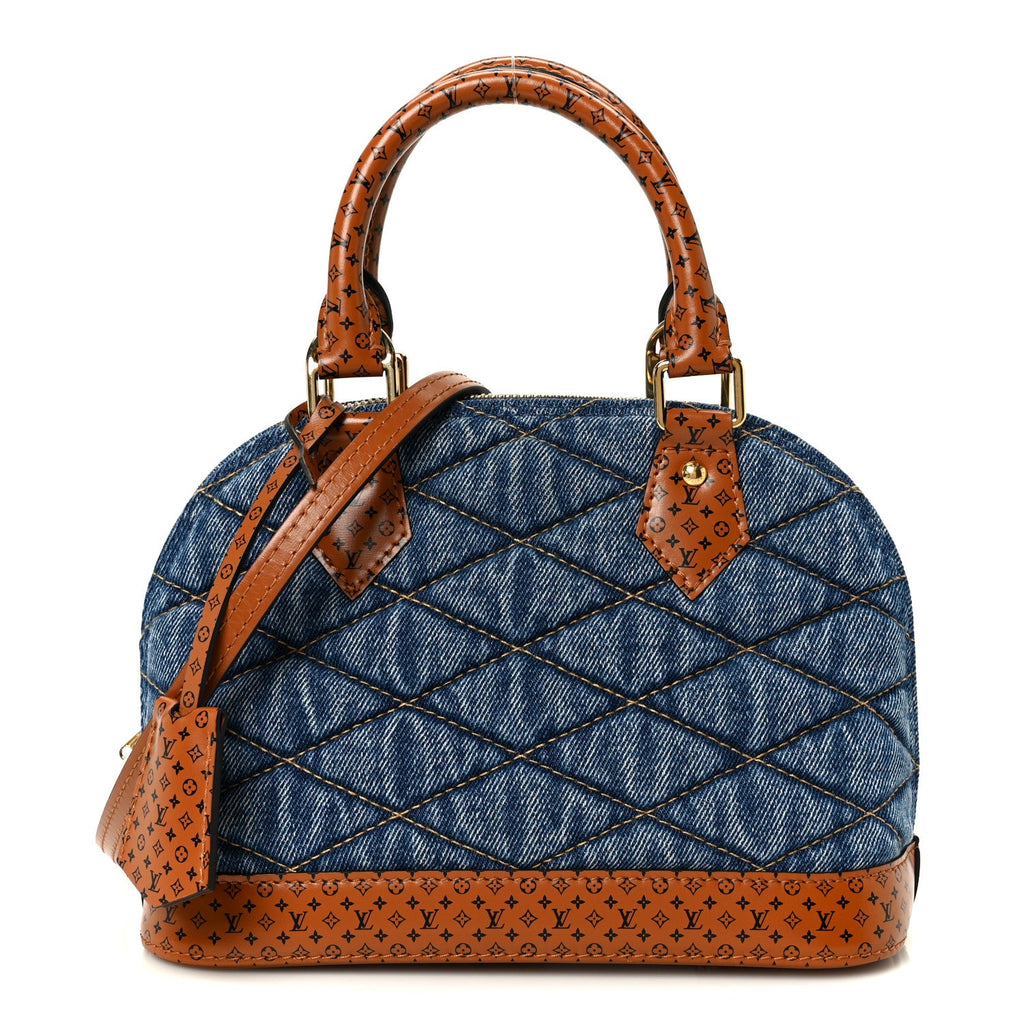 Louis Vuitton Denim Calfskin Reverse Monogram Malletage Alma BB Blue