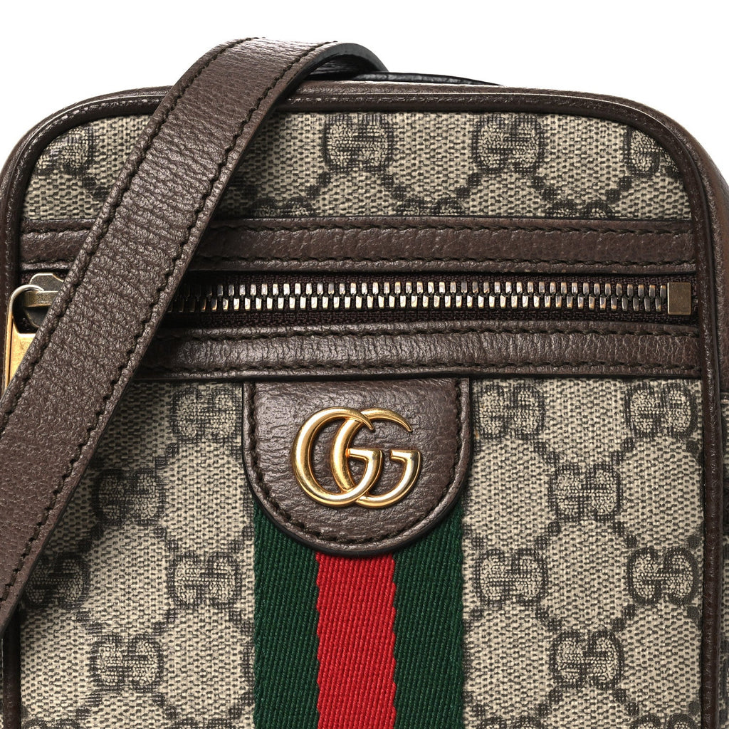 Gucci GG Supreme Monogram Web Mini Ophidia Messenger Brown